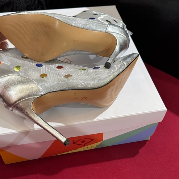 Katy Perry Collections Silver Mesh Heels with Colorful Dots RARE pair - Picture 8 of 8